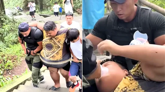 Mukbang star Liangzi collapsed a kilometre from his Mount Emei target during a weight-loss climb