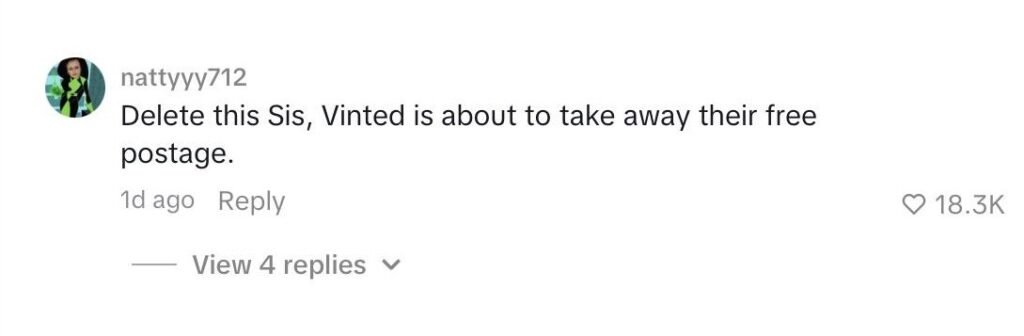 Social media comment on the post