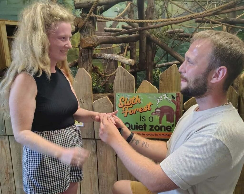 Courtney adopted sloth Tuppee after seeing him on TV