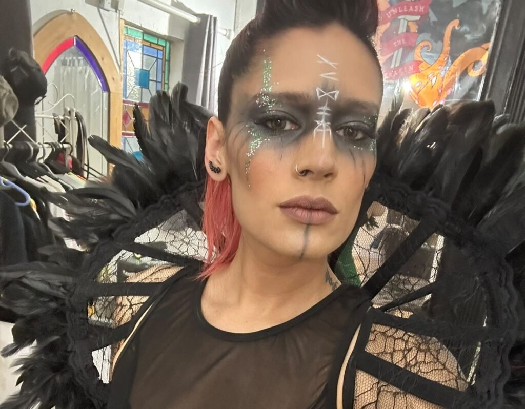 Adult creator Valkyrie Awakens posing for a photo