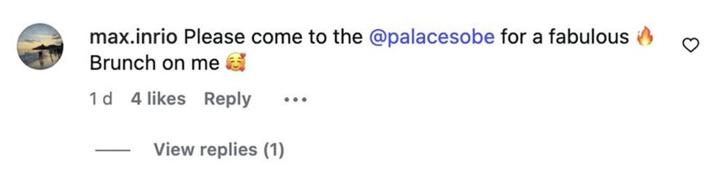 Social media comment on the post of