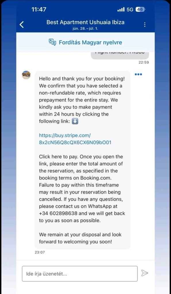 A hen party of seven paid £1,800 for an Ibiza apartment on Booking.com