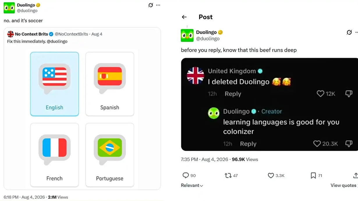 Duolingo sparks a furious transatlantic row by using the American flag for English then doubling down by calling football soccer