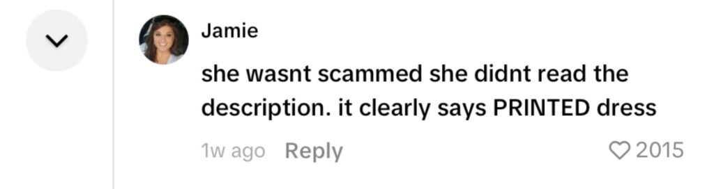 Social media comment on the post
