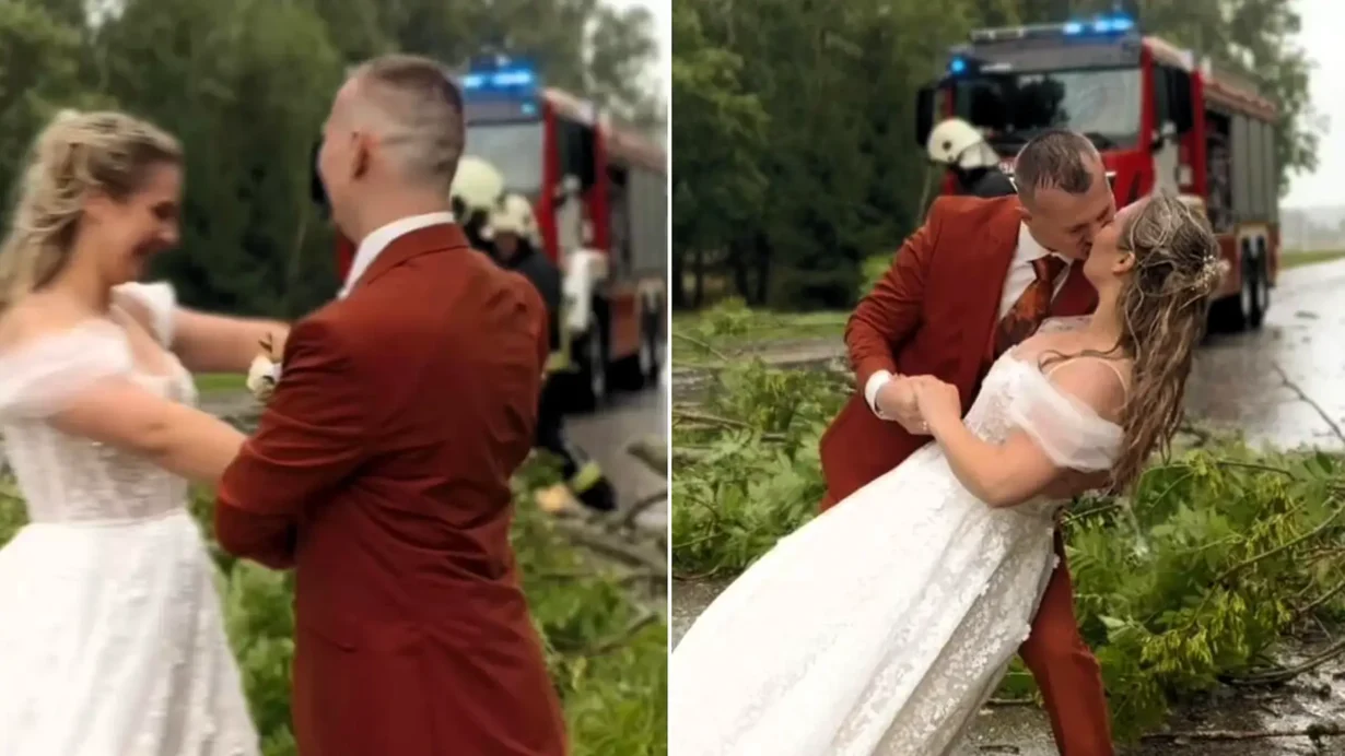 Anna and Ģirts refused to let a violent storm wreck their wedding in Latvia