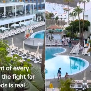 Dad films more than 100 holidaymakers sprinting for sunbeds at a Tenerife hotel after queuing over an hour