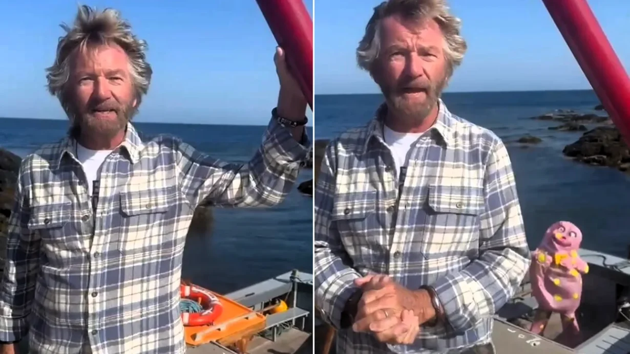Noel Edmonds took Mr Blobby on a boat trip off the Isle of Man