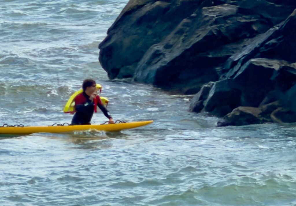 Five people stayed on Chapel Rock in Marazion as the Bank Holiday tide came in