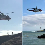 Five people stayed on Chapel Rock in Marazion as the Bank Holiday tide came in
