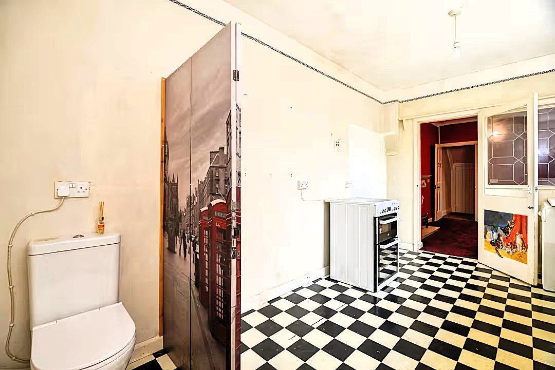 A three-bed terrace in Middlesbrough is on the market for £110,000 with a toilet in the kitchen
