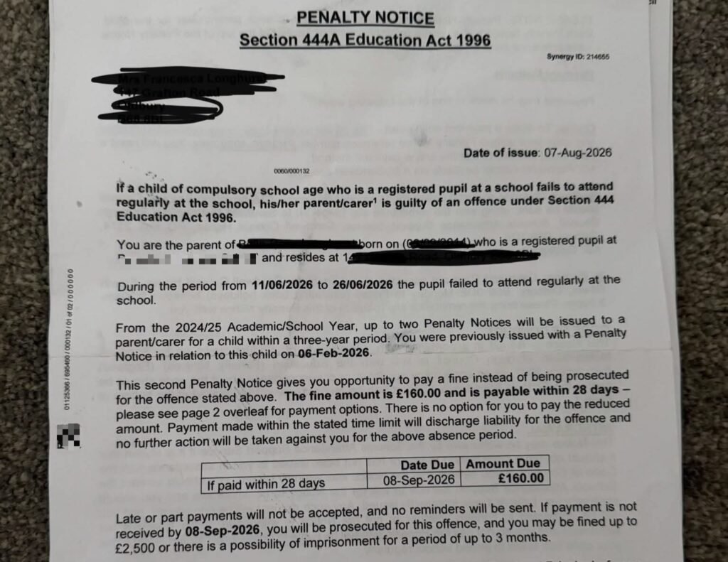 An NHS worker and her plasterer husband were fined £640 for taking their kids to Disney World