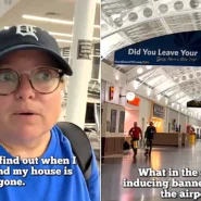A banner at South Bend airport asked travellers if they'd left the oven on