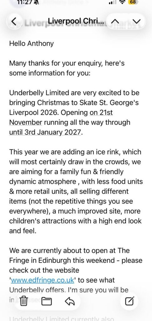 Coffee shop owner Anthony Grice was quoted £11,840 for a four-week Liverpool Christmas market pitch