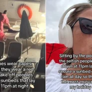 A Scottish mum filmed a mystery woman stripping towels off poolside sunbeds at 11pm in Mallorca