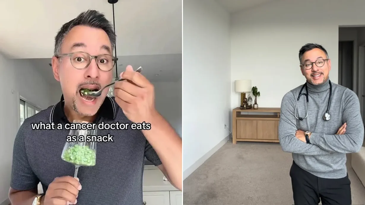 Dr Amit Garg eats frozen peas cold from a wine glass with butter and Parmesan