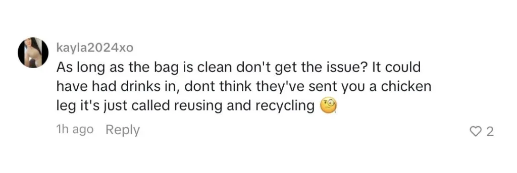 Social media comment on the post
