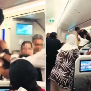 Punches flew between two passengers on a Biman Bangladesh flight from Sylhet to London