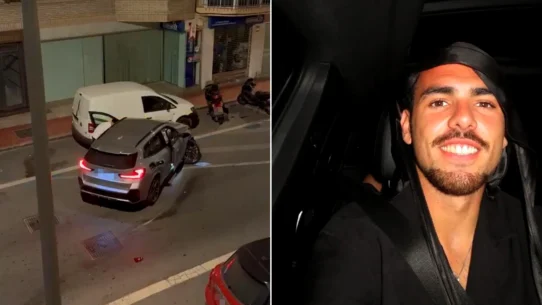 UD Almería striker Álex Sola filmed fleeing his wrecked BMW after a 7am crash while allegedly three times over the drink-drive limit. He later returned to the scene.