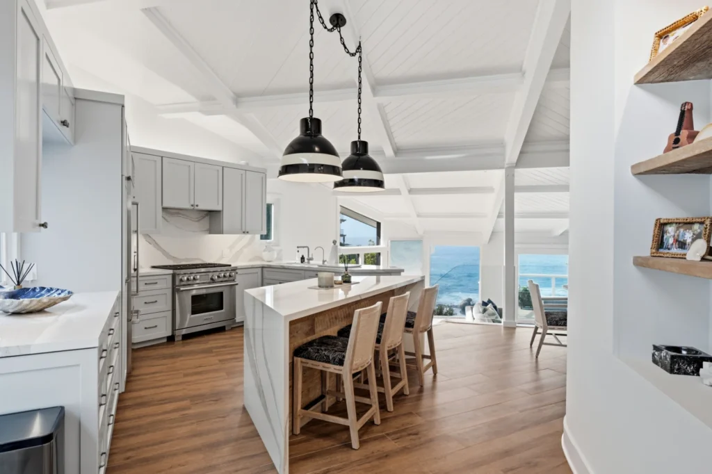 Diane Keaton’s final renovation, a black-and-white Laguna Beach home perched above Table Rock Beach, is on the market for $10.3m. See inside her ocean retreat.