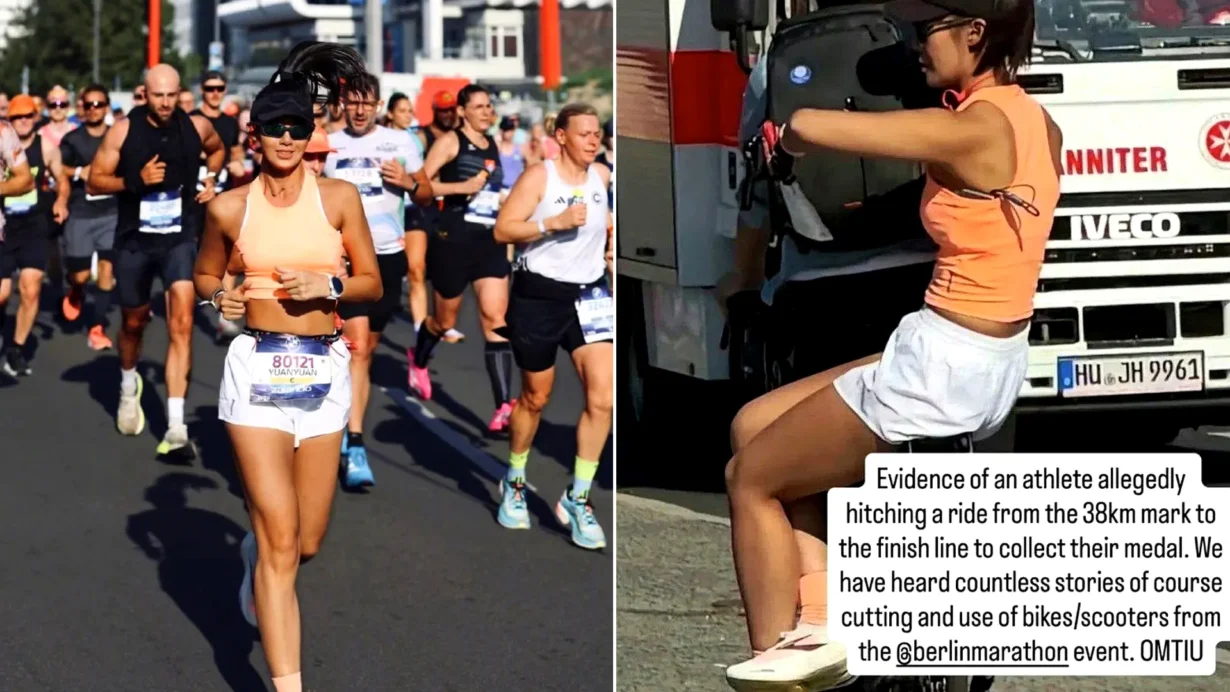 Chinese fitness influencer Abeeeer admits cheating at Berlin Marathon by riding a bike during the race. Her sponsor Brooks China has ended their relationship with her.