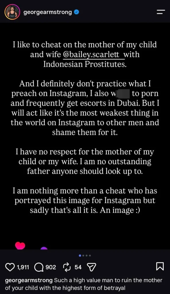 OnlyFans star hijacks fitness influencer husband's Instagram to publicly accuse him of cheating with prostitutes in explosive social media storm.